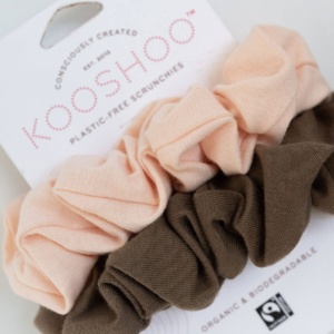 KooShoo Set of 2 Organic Cotton Blush And Walnut Coloured Hair Scrunchies