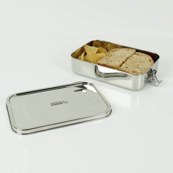 A Slice of Green Large Rectangle Leak Resistant Stainless Steel Lunch Box