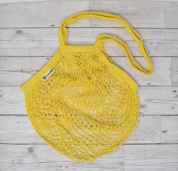 Turtle Bags Yellow Long Handle Organic Cotton String Bag