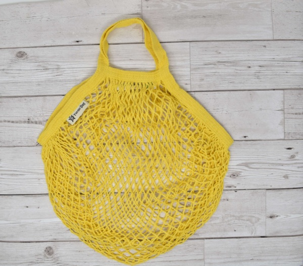 Turtle Bags Yellow Short Handle Organic Cotton String Bag