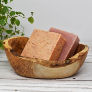 Eco Living Large Oval Olive Wood Soap Dish With Soap