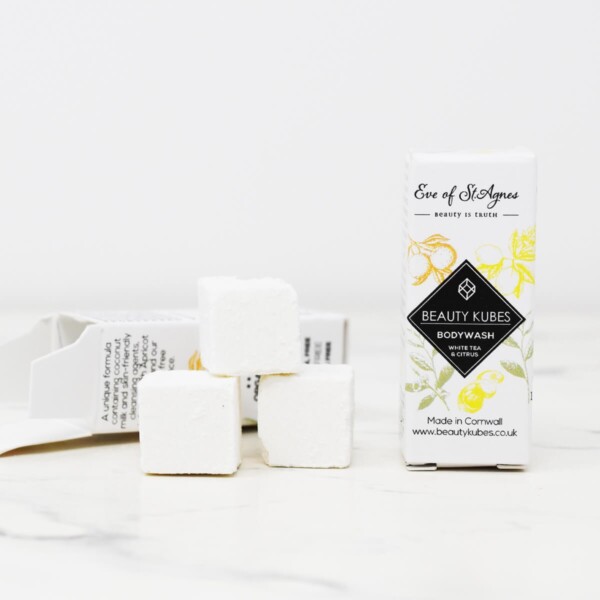 Beauty Kubes, Body Wash, White Tea & Citrus, bodywash cubes, bath, shower, soap bar, vegan-friendly, plastic-free, beauty kubes mini, travel soap bar,