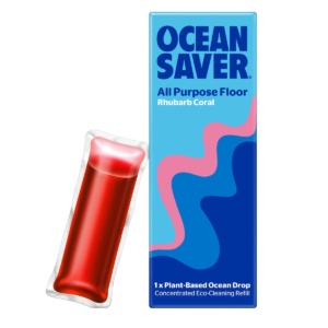 ocean saver, Cleaning Drop, floor cleaner, rhubarb coal , biodegradable, plant-based, eco-friendly, cleaner refills, household cleaning, water soluble sachets,