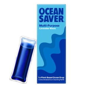 ocean saver, Cleaning Drop, multi purpose, lavender wave , biodegradable, plant-based, eco-friendly, cleaner refills, household cleaning, water soluble sachets,