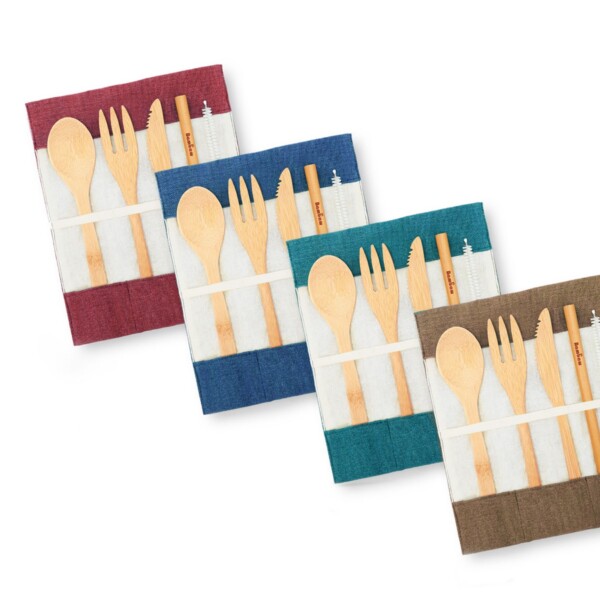 Collection of Bambaw Bamboo Cutlery Sets In Different Colours