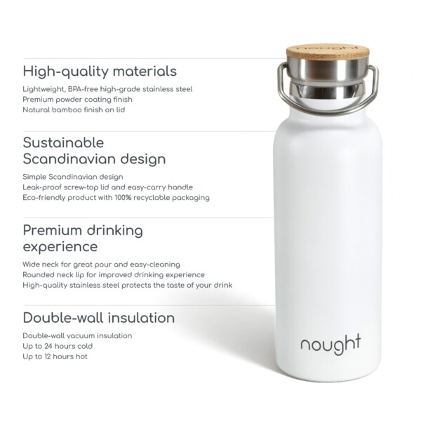 Nought Stainless Steel with Bamboo Lid Water Bottle Information