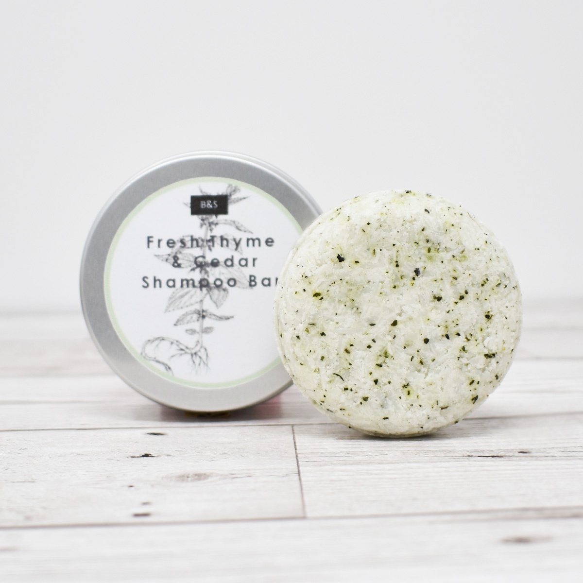 Botanical Shampoo Bar Tin Fresh Thyme & Cedar 60g Peace With The Wild