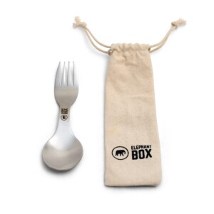 Elephant Box Stainless Steel Spork with Cotton Bag