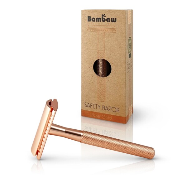 Double Edge Safety Razor with Stand - Rose Gold - Image 2