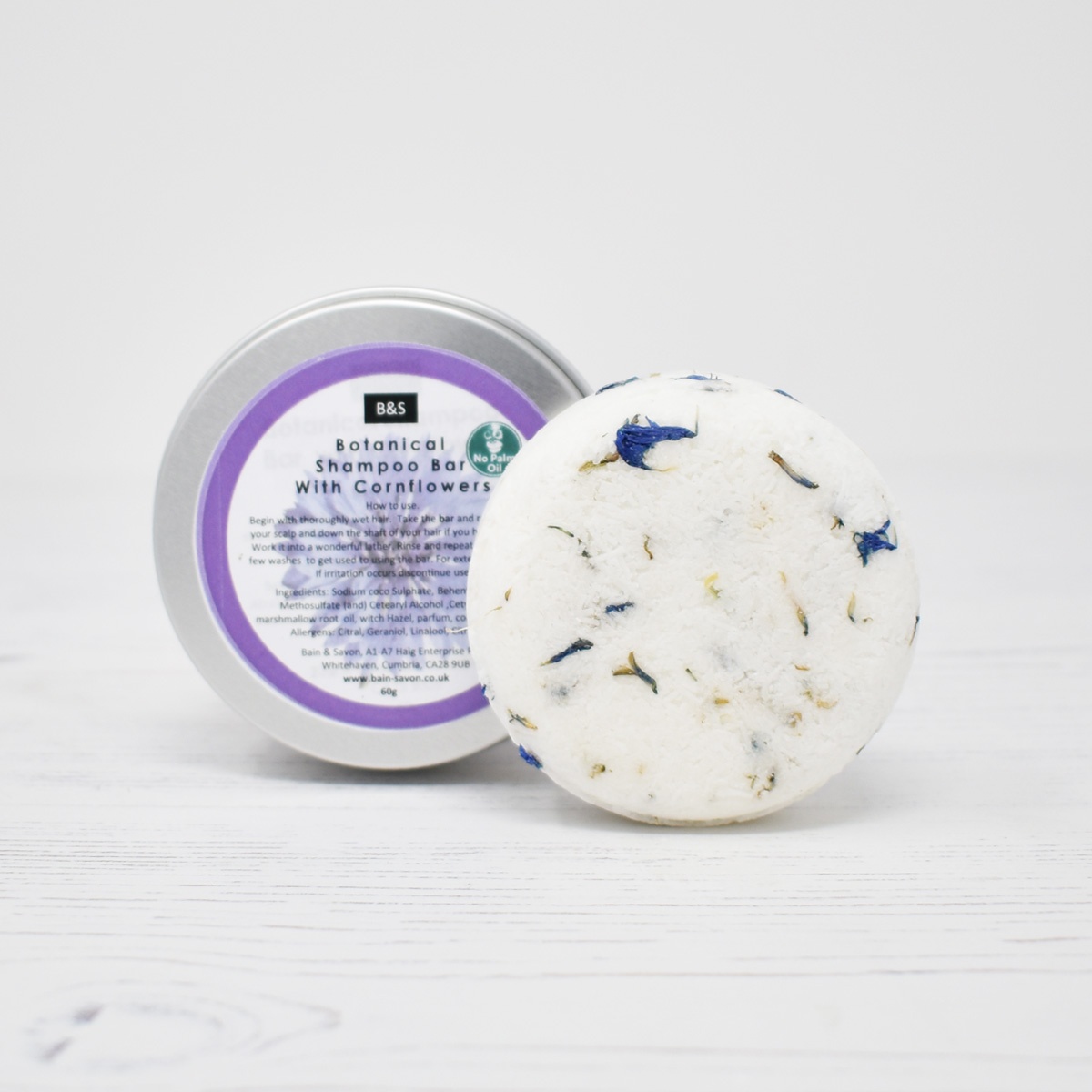 Botanical Shampoo Bar Tin Cornflowers 60g Peace With The Wild