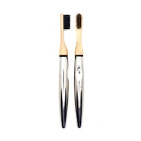 Stainless Steel Toothbrush with Bamboo Head - Polished - Soft Bristles
