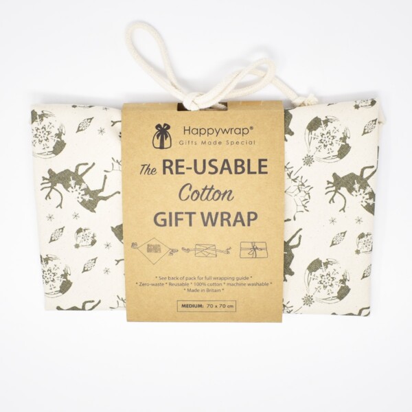 Organic Cotton Reusable Gift Wrap - Grey - Image 3