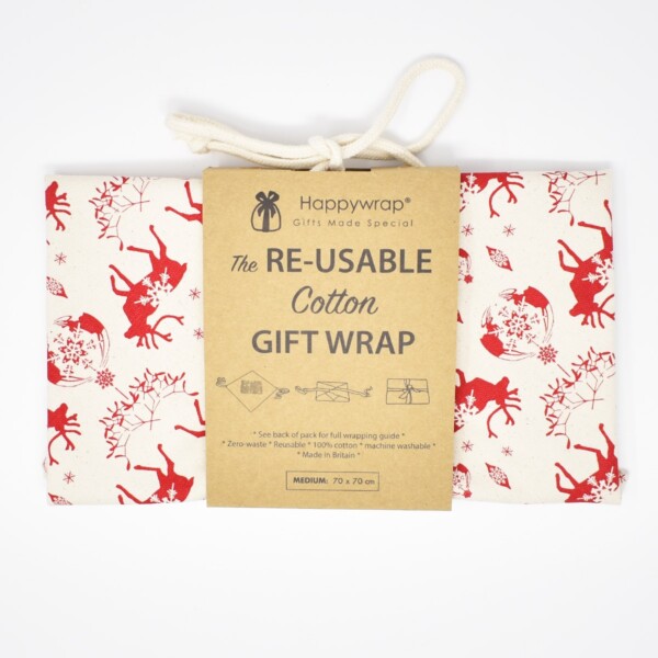Organic Cotton Reusable Gift Wrap - Red - Image 3