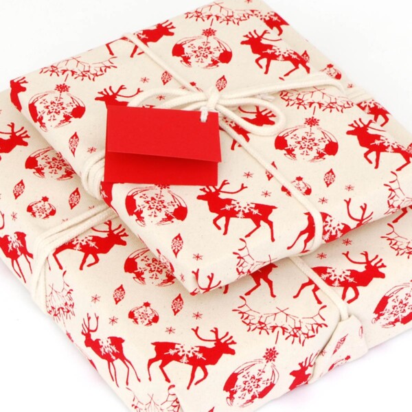 Organic Cotton Reusable Gift Wrap - Red