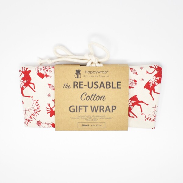 Organic Cotton Reusable Gift Wrap - Red - Image 2