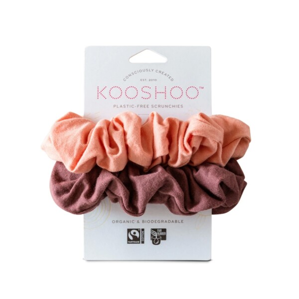 Coral Rose Organic Plastic-free Hair Scrunchies - 2 Pack