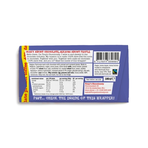 Dark Milk Chocolate With Pretzel & Toffee - 180g - Image 3