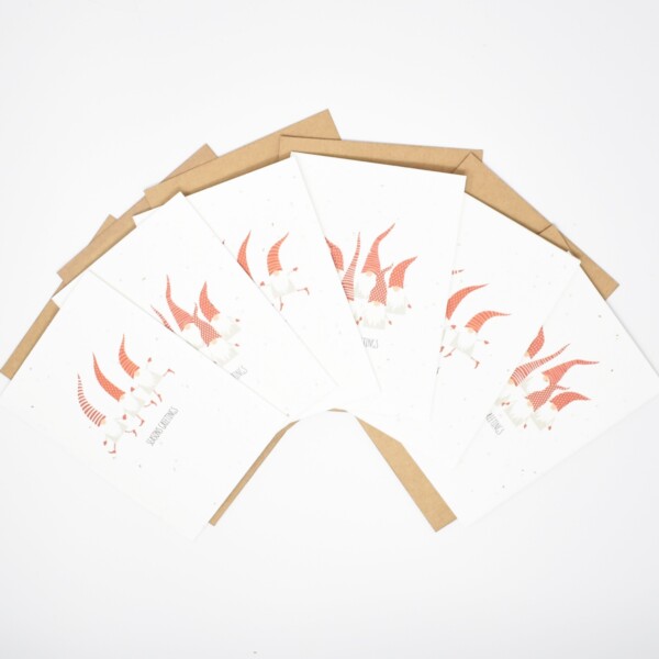 Seed Paper Christmas Card 'Santa's' - 6 Pack