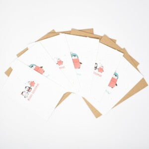 Seed Paper Christmas Card 'Penguins' - 6 Pack