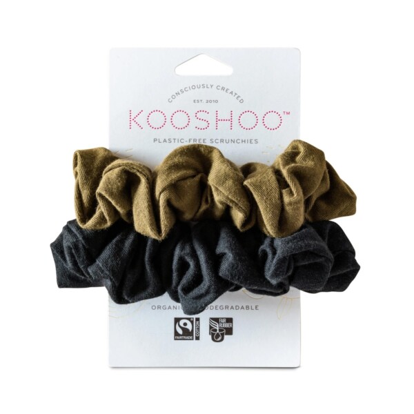Black Olive Organic Plastic-free Hair Scrunchies - 2 Pack