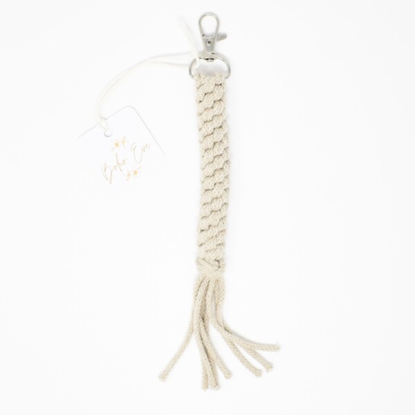 Crown Knot Macramé Keyring - Natural