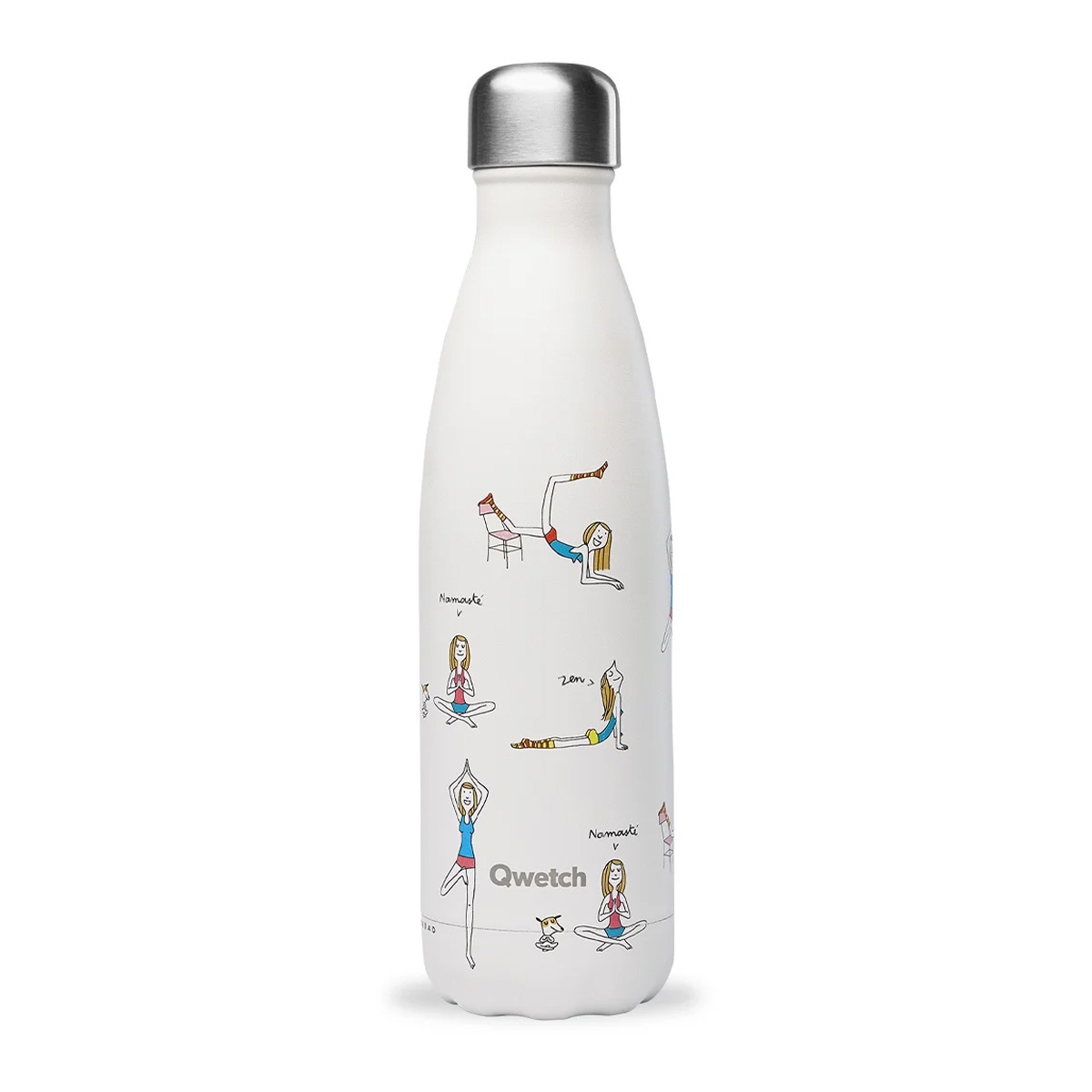 Qwetch Yoga Stainless Steel Water Bottle 500ml Peace With The Wild