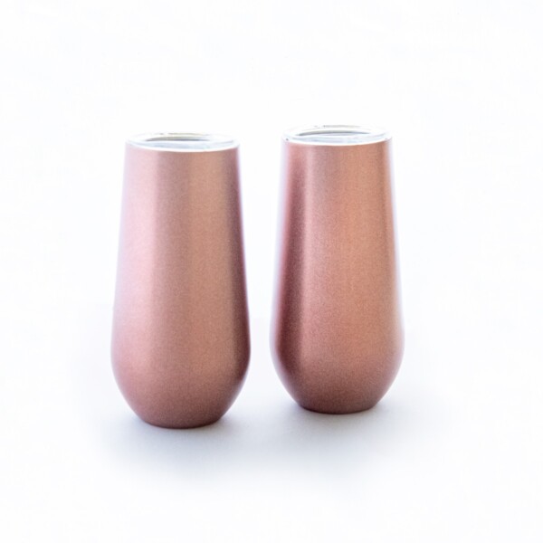 Stainless Steel Champagne Flute Set - Rose Gold