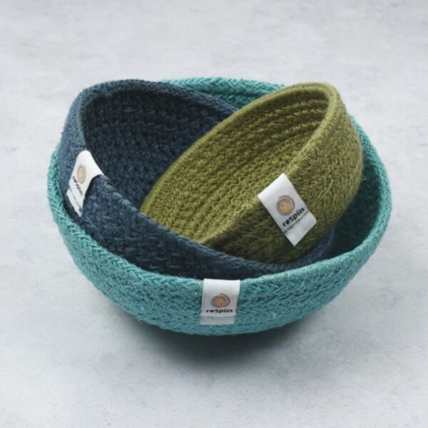 Natural Jute Mini Bowl Set - Ocean - Image 3