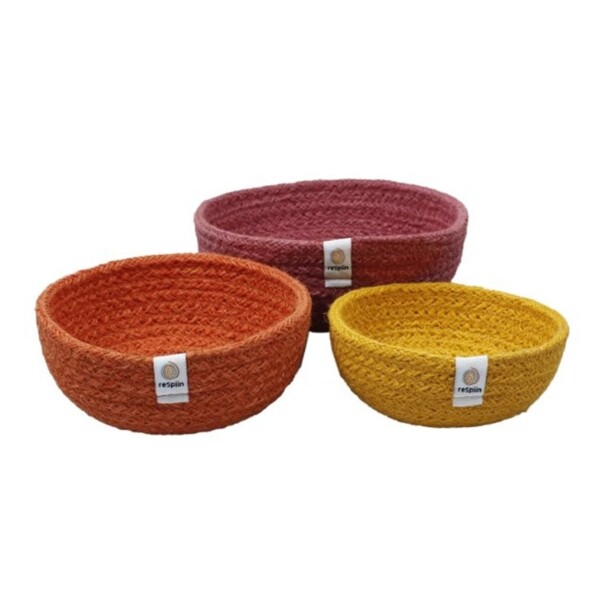 Natural Jute Mini Bowl Set - Fire