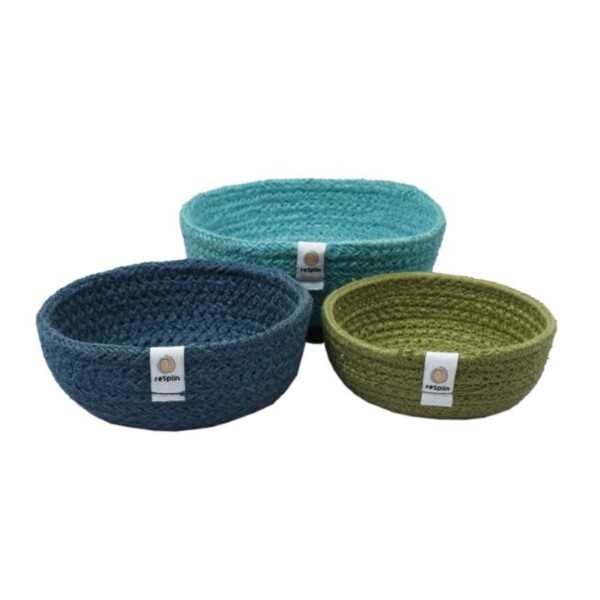 Natural Jute Mini Bowl Set - Ocean
