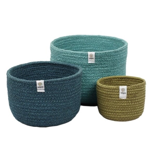 Natural Tall Jute Basket Set - Ocean