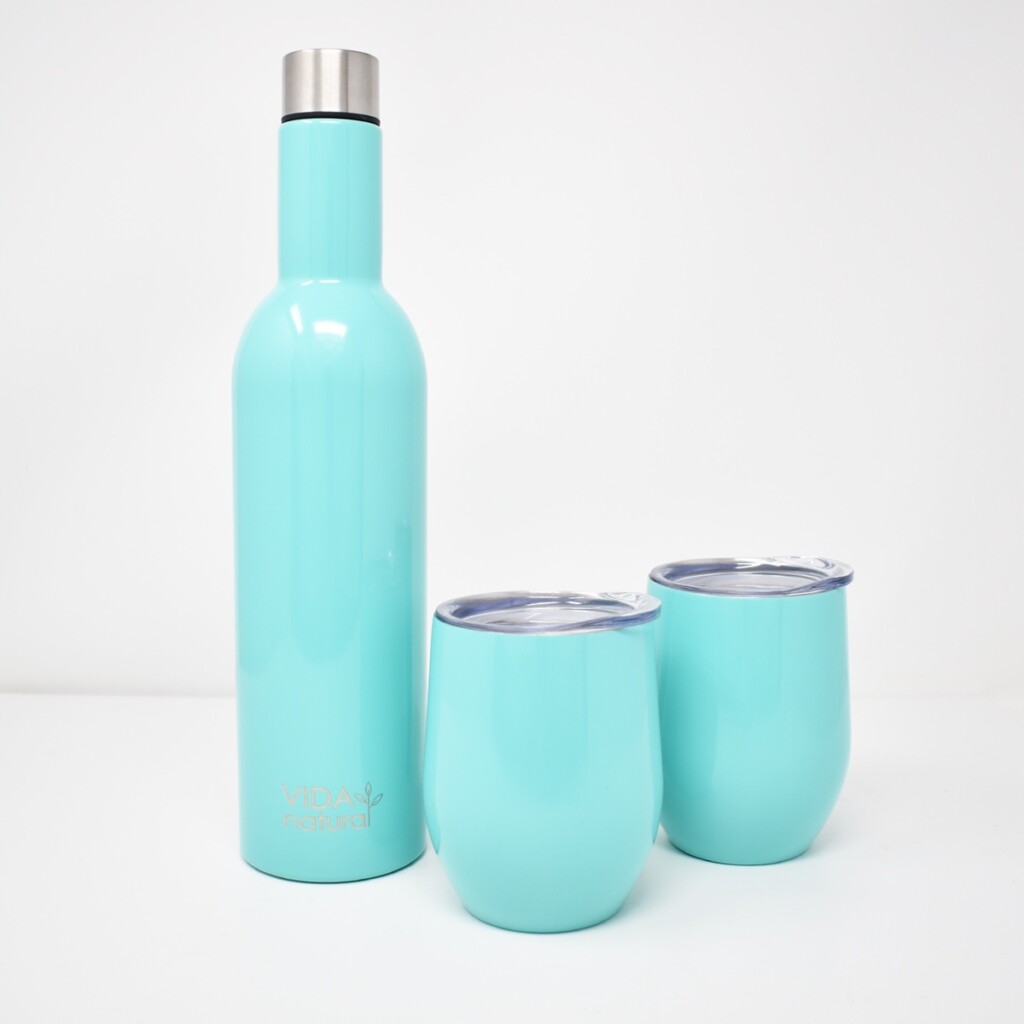 Stainless Steel Bottle & Tumbler Set Turquoise Peace With The Wild