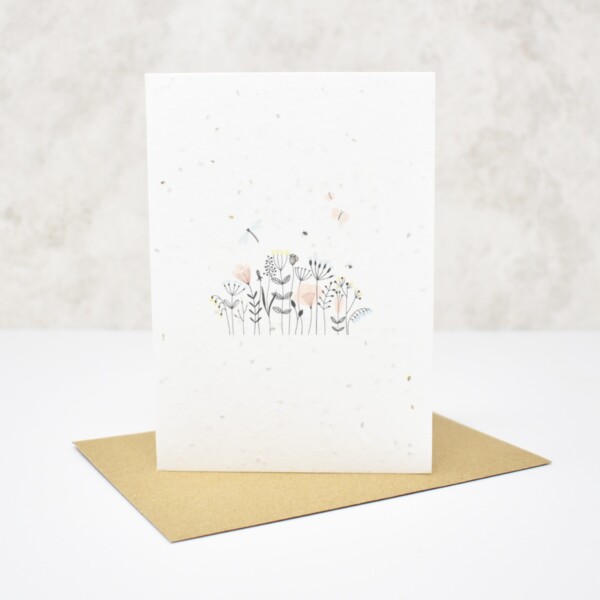 Seed Paper Greeting Card 'Pink Flowers' - 5 Pack - Image 2