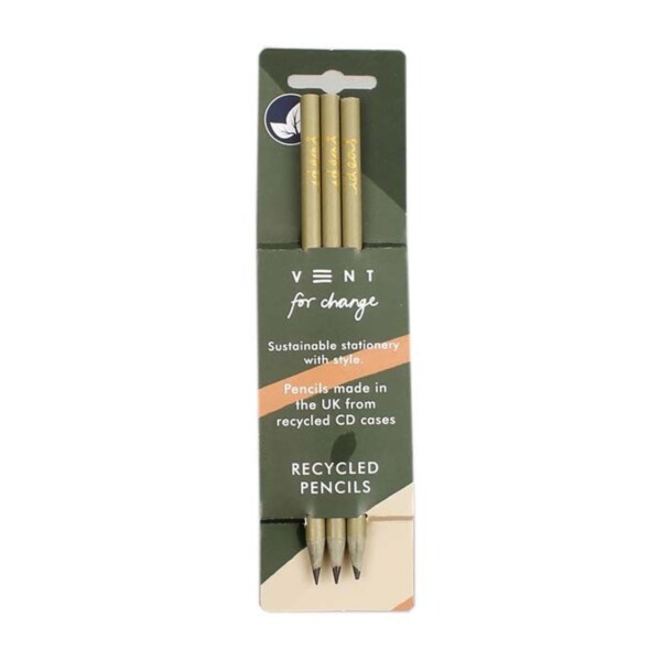 'Ideas' Recycled Pencils - Gold Pack of 3