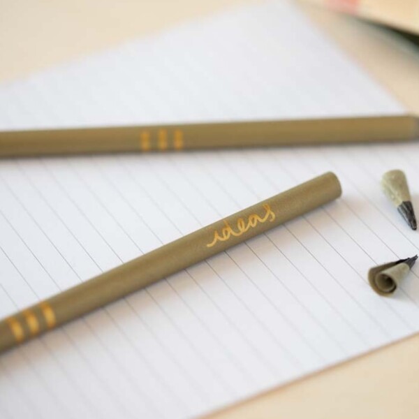 'Ideas' Recycled Pencils - Gold Pack of 3 - Image 2