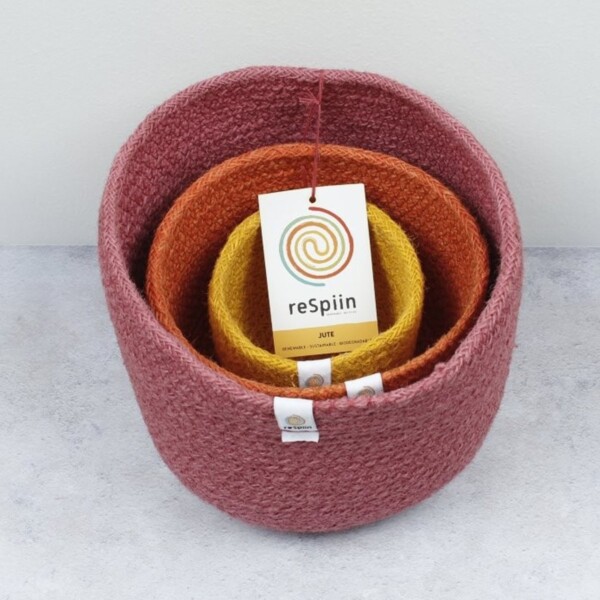 Natural Tall Jute Basket Set - Fire - Image 2
