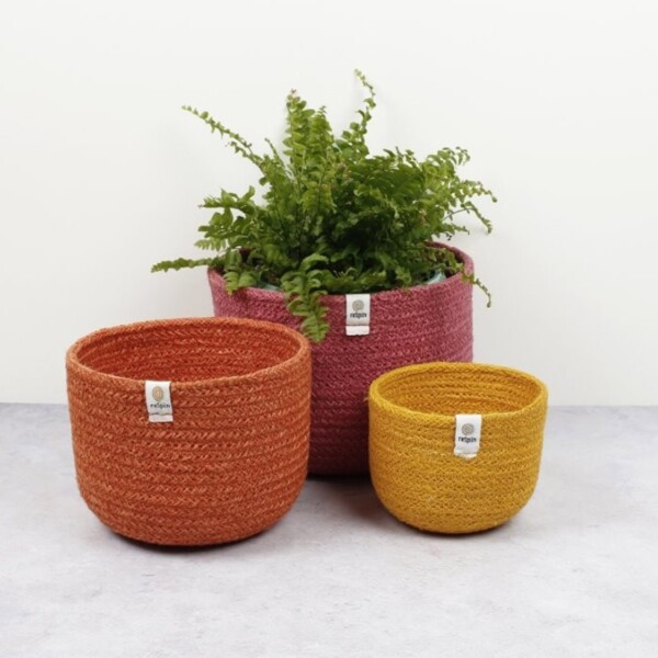 Natural Tall Jute Basket Set - Fire - Image 3