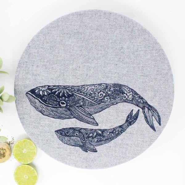 Set of 2 Whale & Striped Bowl Covers