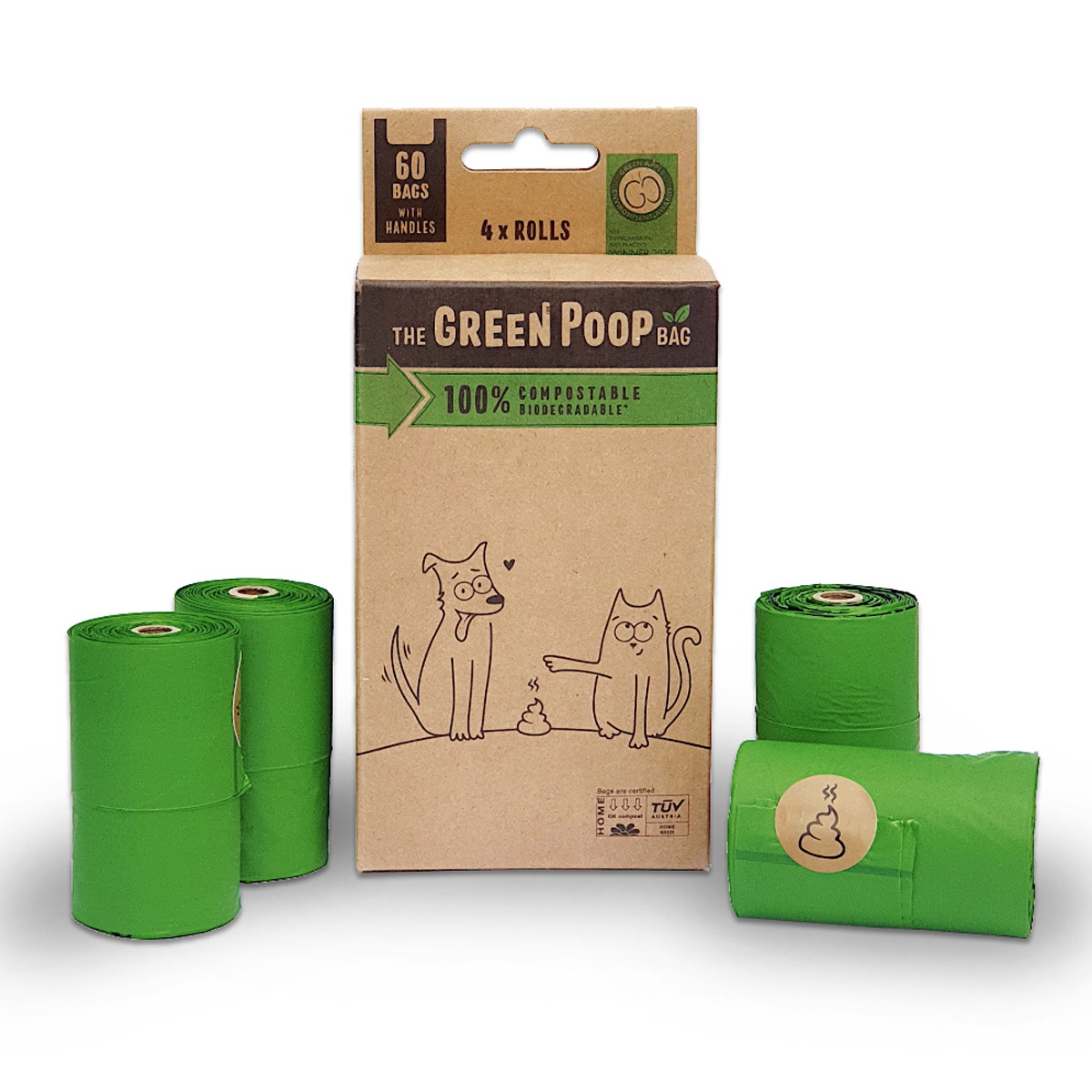 The Green Poop Bag 100 Compostable Dog Poop Bag Rolls 60 bags