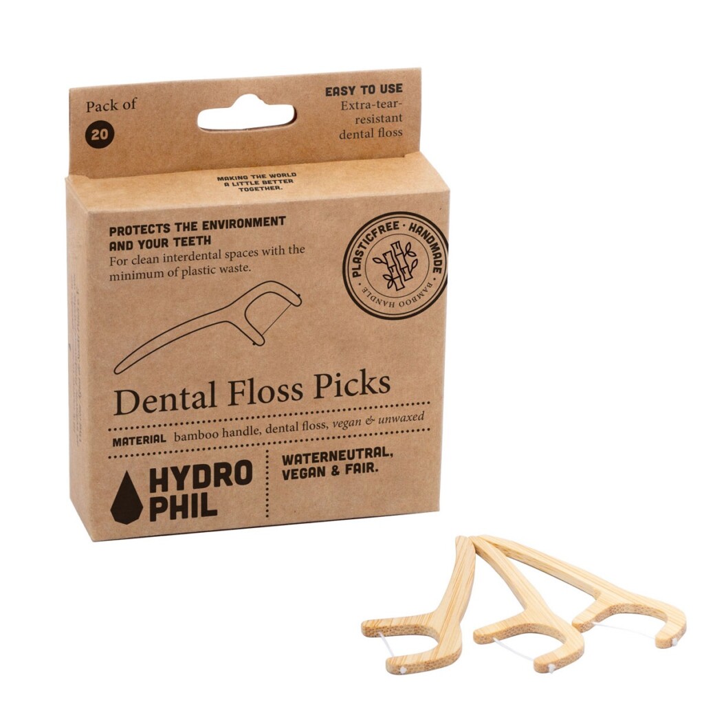 Hydrophil Bamboo Dental Floss Sticks Pack of 20 Peace With The Wild