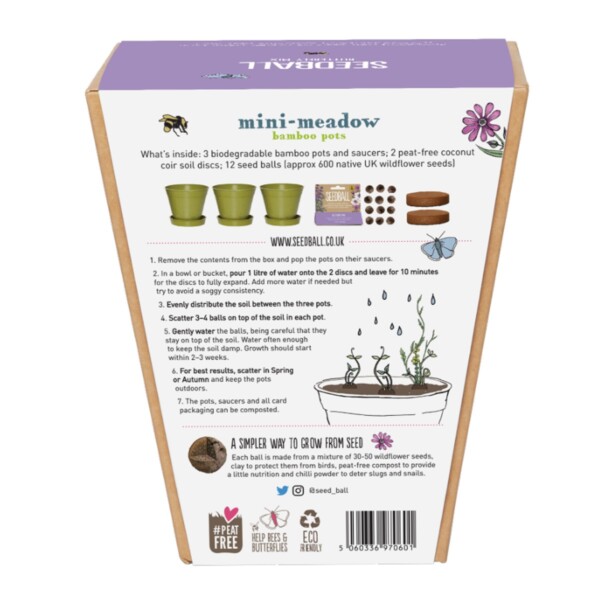 Mini-Meadow Bamboo Pots - Butterfly Mix - Image 2