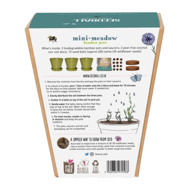 Mini-Meadow Bamboo Pots - Garden Meadow - Image 2