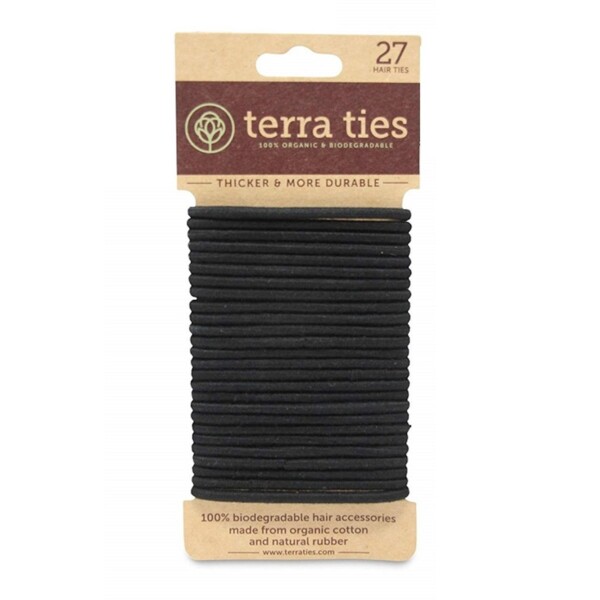 Black Organic Biodegradable Hair Ties - 27 Pack
