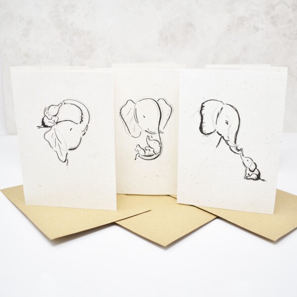 Elephant Dung Paper Greeting Cards 'Elephant' - 6 Pack - Image 2