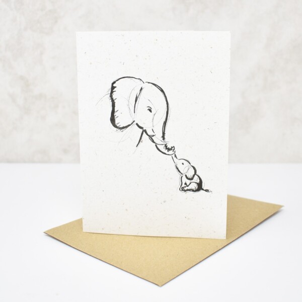 Elephant Dung Paper Greeting Card 'Kisses'