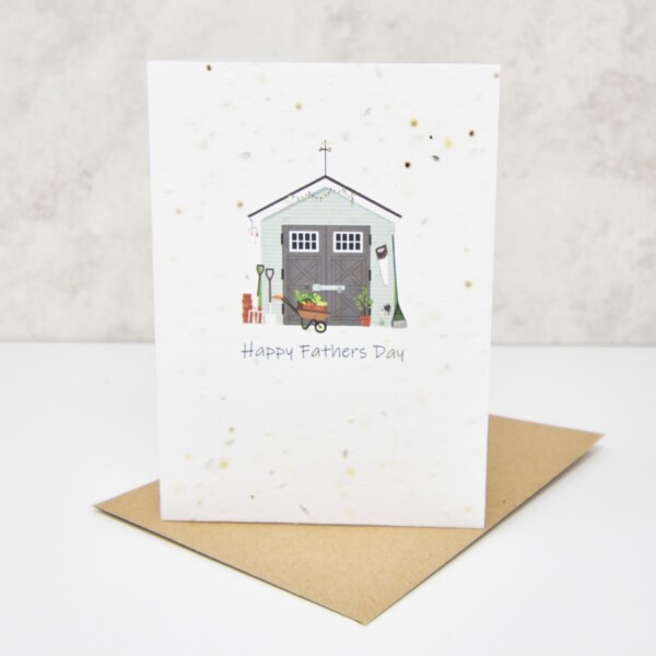 Herb Paper Greeting Card - 'Happy Fathers Day' Shed