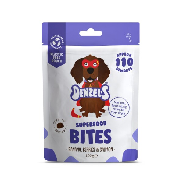 Superfood Dog Bites - Banana, Berries & Salmon 100g