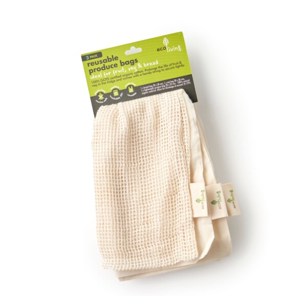 Organic Produce Bags & Bread Bag - 3 Pack