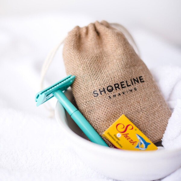 Signature Teal Safety Razor with Hessian Bag