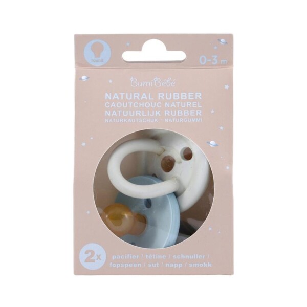 BumiBébé Natural Rubber Pacifier 0-3 Months - Denim & Sage 2 Pack - Image 3